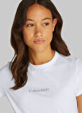 Calvin Klein Bisiklet Yaka Düz Beyaz Kadın T-Shirt K20K208294YAA
