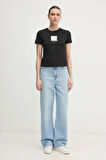 Calvin Klein Kadın Siyah Grafik Baskılı Siyah T-shirt