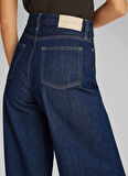 Calvin Klein Yüksek Bel Geniş Paça Koyu İndigo Kadın Denim Pantolon K20K2082531AQ