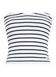 Straplez Yaka Çizgili Beyaz Kadın T-Shirt J20J2253100K4