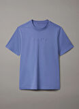 Calvin Klein LVGMS5K182T0Z-PW - Mavi Yuvarlak Yaka Normal Düz Erkek T-Shirt