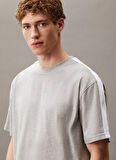 Calvin Klein LVGMS5K177P74-PW - Gri Yuvarlak Yaka Normal Düz Erkek T-Shirt