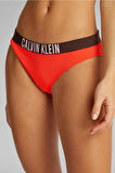 Calvin Klein Kadın Siyah Orta Bel Astarlı Kırmızı Bikini Alt