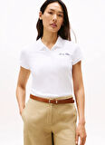 Tommy Hilfiger Baskılı Beyaz Kadın Polo T-Shirt