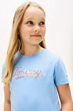 Kız Çocuk Payetli Yazı İşlemeli T-Shirt - Açık Mavi | 7 Yaş