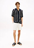 Tommy Hilfiger Bisiklet Yaka Normal Beyaz Erkek Kazak MW0MW412250FA_VERTICAL STRIPE OPEN