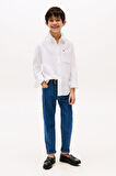 Erkek Çocuk Dokulu Pamuklu Gömlek - Beyaz | 8 Yaş
