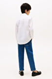 Erkek Çocuk Dokulu Pamuklu Gömlek - Beyaz | 8 Yaş
