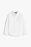 Erkek Çocuk Dokulu Pamuklu Gömlek - Beyaz | 8 Yaş