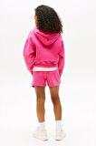 Kız Çocuk Tonal Logo Kapüşonlu Sweatshirt - Fuşya | 6 Yaş