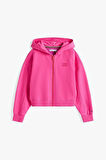 Kız Çocuk Tonal Logo Kapüşonlu Sweatshirt - Fuşya | 8 Yaş