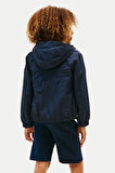 Erkek Çocuk Kapüşonlu Sırtı İşlemeli Rüzgarlık - Lacivert | 16 Yaş