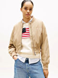 Tommy Hilfiger Kadın Naylon Normal Kesim Kısa Bej Bomber  Ceket WW0WW45634AEH