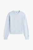 Kadın Yazı Nakışlı Bisiklet Yaka Sweatshirt - Açık Mavi | S