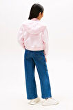 Kız Çocuk Beli Gipe Lastikli Fermuarlı Sweatshirt - Pembe | 7 Yaş