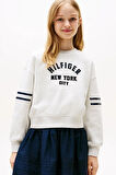 Kız Çocuk Yarasa Kollu Baskılı Sweatshirt - Gri Melanj | 16 Yaş