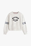 Kız Çocuk Yarasa Kollu Baskılı Sweatshirt - Gri Melanj | 16 Yaş