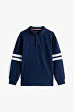 Erkek Çocuk Kolları Çift Şeritli Uzun Kollu Polo Yaka T-Shirt - Lacivert | 12 Yaş