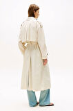 Kadın Oversize Fit Kemerli Trençkot - Krem | S-M