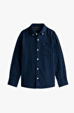 Erkek Çocuk Dokulu Pamuklu Gömlek - Lacivert | 14 Yaş