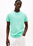 Tommy Jeans Bisiklet Yaka Düz Su Yeşili Erkek T-Shirt DM0DM21780L61 TJM SLIM LINEAR CHEST