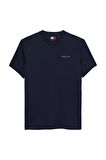 Erkek Slim Fit Minimal Logo T-Shirt - Lacivert | M