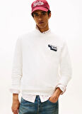 Tommy Jeans Bisiklet Yaka Beyaz Erkek Sweatshırt DM0DM21640YBL TJM REG STACK CREW EX