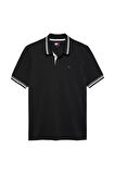 Erkek Tipped Polo Yaka T-Shirt - Siyah | M