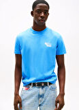 Tommy Jeans Bisiklet Yaka Baskılı Mavi Erkek T-Shirt DM0DM21539C39 TJM SLIM STACK LOGO T