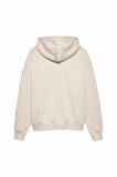 Erkek Cropped Fit Kapüşonlu Kol Baskılı Sweatshirt - Bej | L