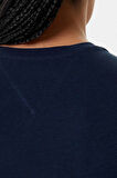 Kadın Slim Fit Logolu T-shirt - Lacivert | L