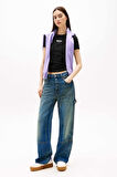 Kadın Slim Fit Logolu T-Shirt - Siyah | XS