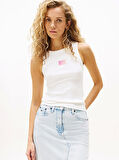 Tommy Jeans TJW SLIM GRADIENT FLAG TANK Kadın Beyaz T-shirt DW0DW20920YBL
