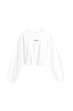 Kadın Crop Script Logolu Sweatshirt - Ekru | L