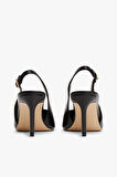 Kadın İnce Topuklu Slingback Topuklu Ayakkabı - Siyah | 36