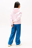 Kız Çocuk Kapüşonlu Minimal Logo Baskılı Sweatshirt - Pembe | 7 Yaş