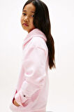 Kız Çocuk Kapüşonlu Minimal Logo Baskılı Sweatshirt - Pembe | 7 Yaş