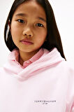 Kız Çocuk Kapüşonlu Minimal Logo Baskılı Sweatshirt - Pembe | 7 Yaş
