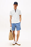 Erkek Interlock Zip Polo - Beyaz | XS