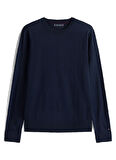 Tommy Hilfiger Bisiklet Yaka Normal Mavi Erkek Kazak MW0MW39775DW5_DC FINE MERINO WOOL C