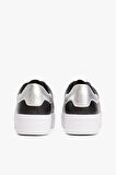 Kadın Metalik Detaylı Platform Tabanlı Kort Sneaker - Siyah | 37
