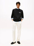 Tommy Hilfiger HILFIGER STACKED SWEATSHIRTS Erkek Siyah Kazak MW0MW39376BDS
