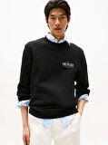 Tommy Hilfiger HILFIGER STACKED SWEATSHIRTS Erkek Siyah Kazak MW0MW39376BDS