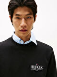 Tommy Hilfiger HILFIGER STACKED SWEATSHIRTS Erkek Siyah Kazak MW0MW39376BDS