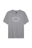 Kadın Varsity Logolu Relaxed Fit T-Shirt - Gri Melanj | XS