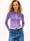 Tommy Jeans Kapüşon Yaka Standart Nakışlı Mor Kazak Kadın DW0DW20974W0E