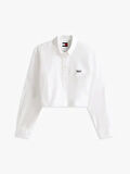 Tommy Jeans Kadın Çizgili Kısa Poplin Beyaz Gömlek DW0DW21400YBL
