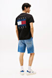Erkek Sırt Bayrak Logolu T-Shirt - Siyah | XS