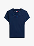 Tommy Jeans TJW SLIM TJ US LINEAR SS TEE Kadın Mavi T-shirt DW0DW21422C1G