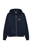 Erkek Cropped Fit Kapüşonlu Fermuarlı Sweatshirt - Lacivert | S